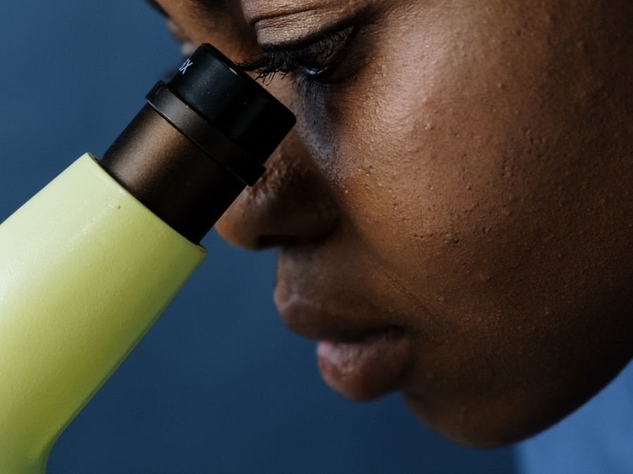 Sample being examined under a microscope